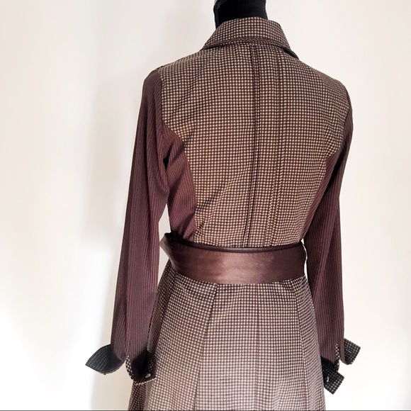 VINTAGE BROWN DRESS WITH BELTED A LINE DRESS 9 L - Picture 5 of 6